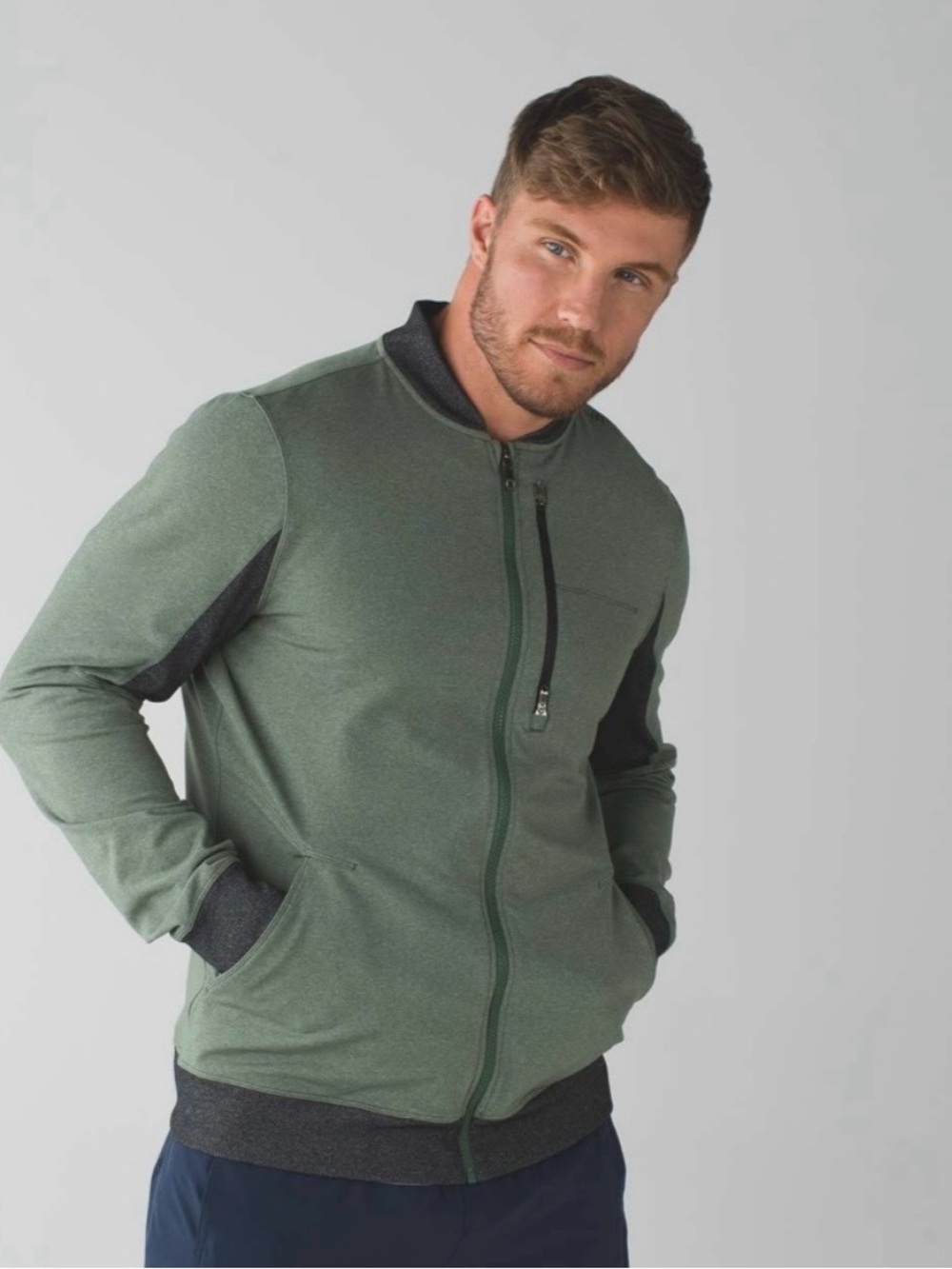 Lululemon Six Pack Jacket Size M Heathered Tank Green / Heathered Black $128